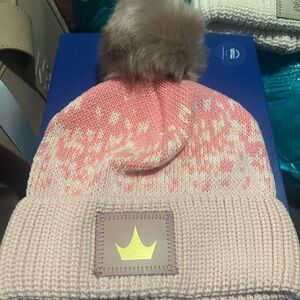 Princess Pink Knit Beanie with Pom Pom